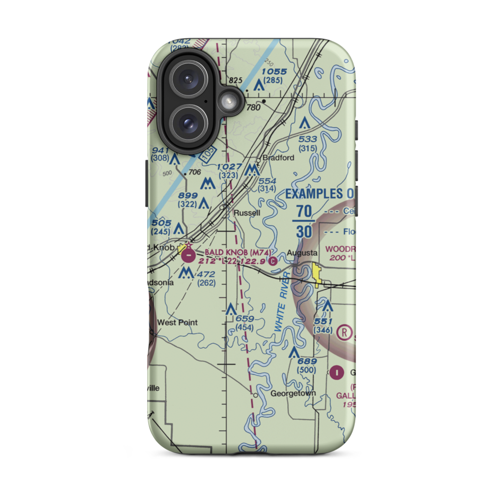 Buds Field (BUDS) VFR Sectional  Tough iPhone Case iPhone 16 Plus model shown