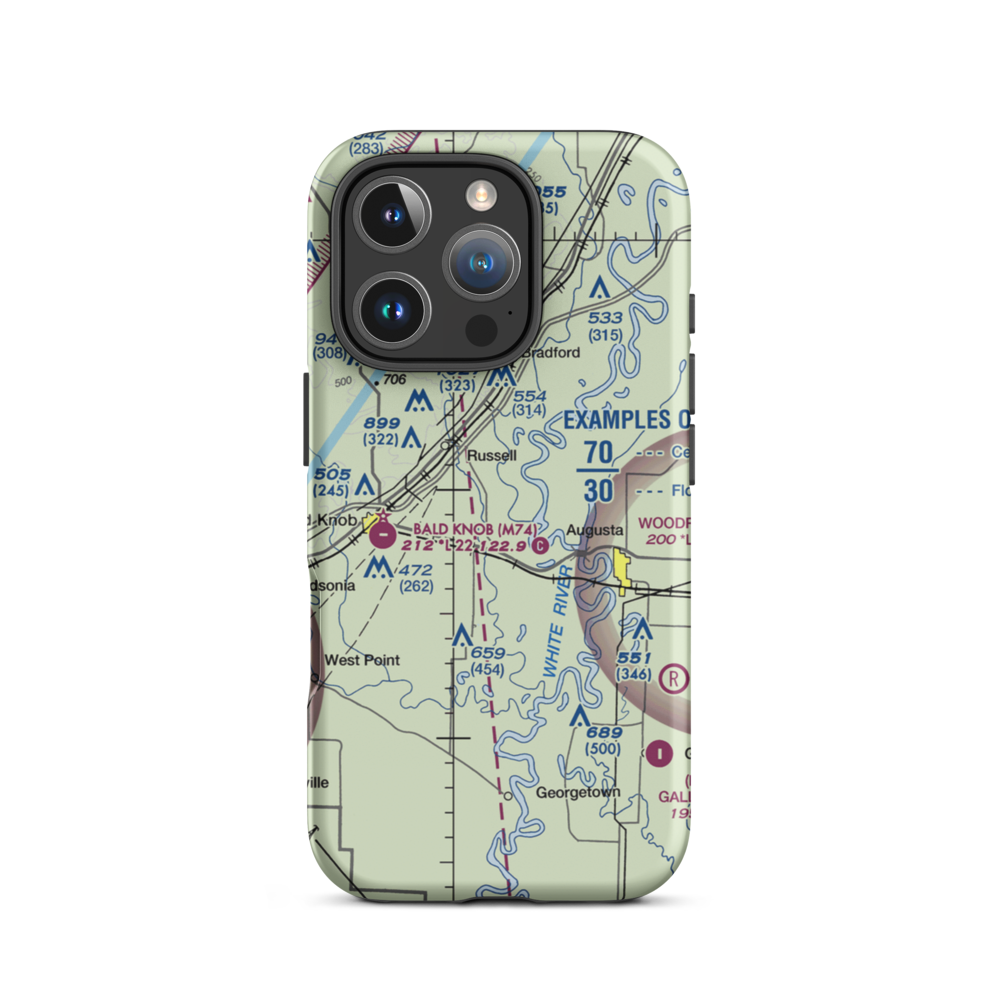Buds Field (BUDS) VFR Sectional  Tough iPhone Case iPhone 16 Pro model shown