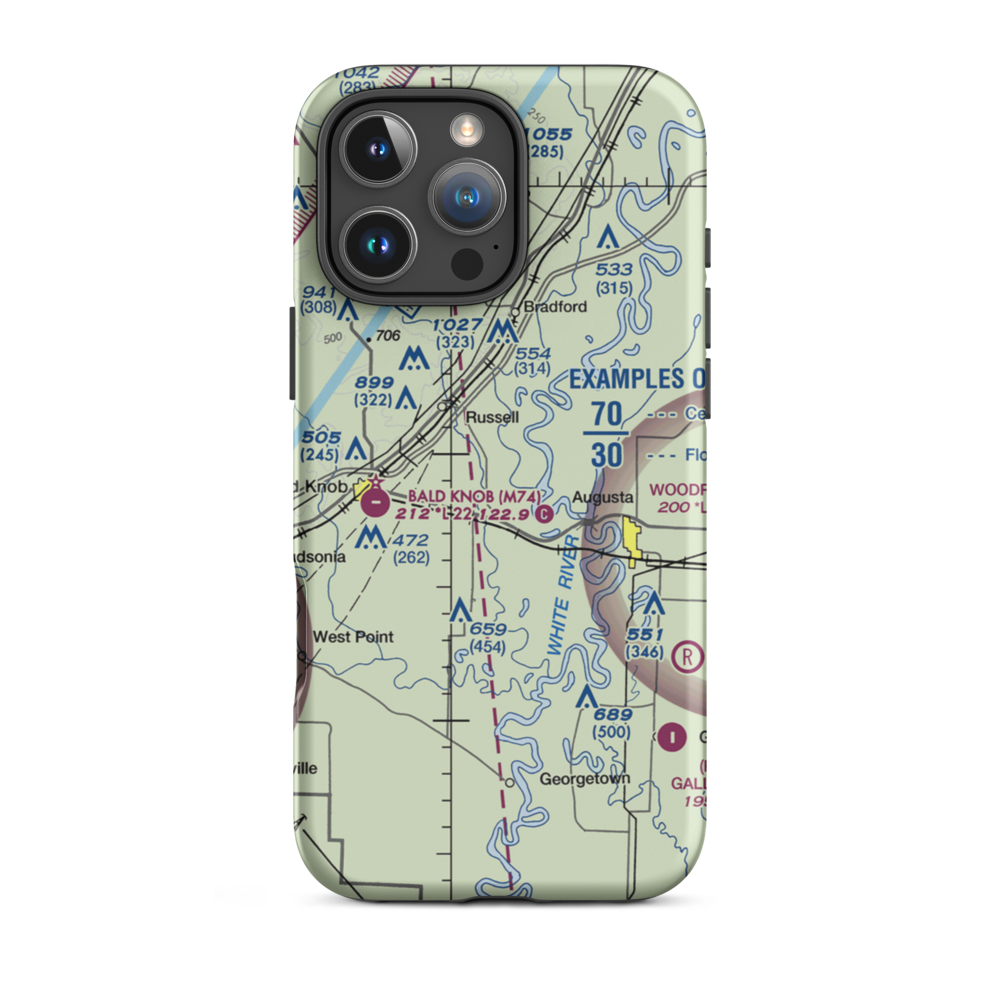 Buds Field (BUDS) VFR Sectional  Tough iPhone Case iPhone 16 Pro Max model shown