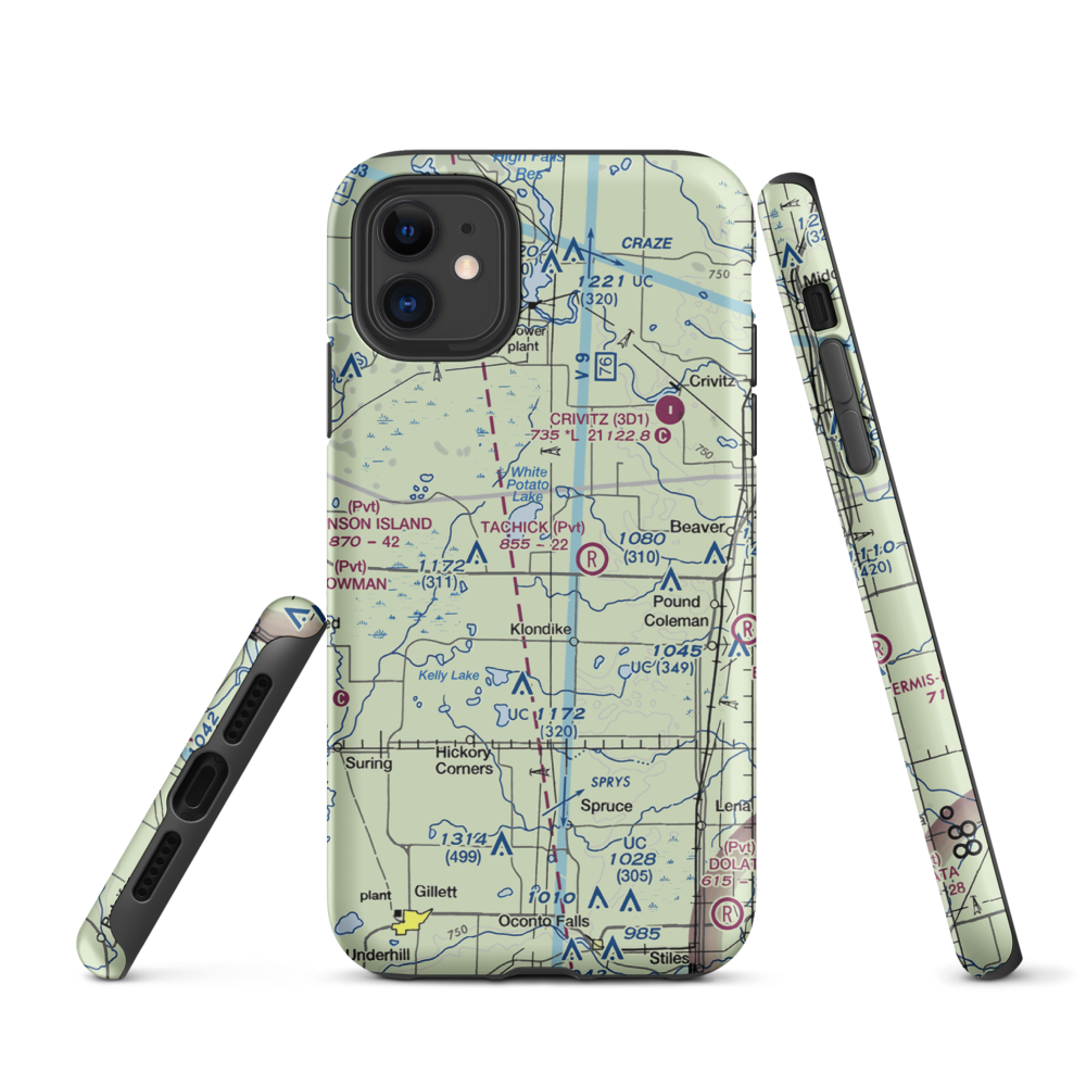 Buds Landing Airport (10WI) VFR Sectional  Tough iPhone Case iPhone 11 model shown