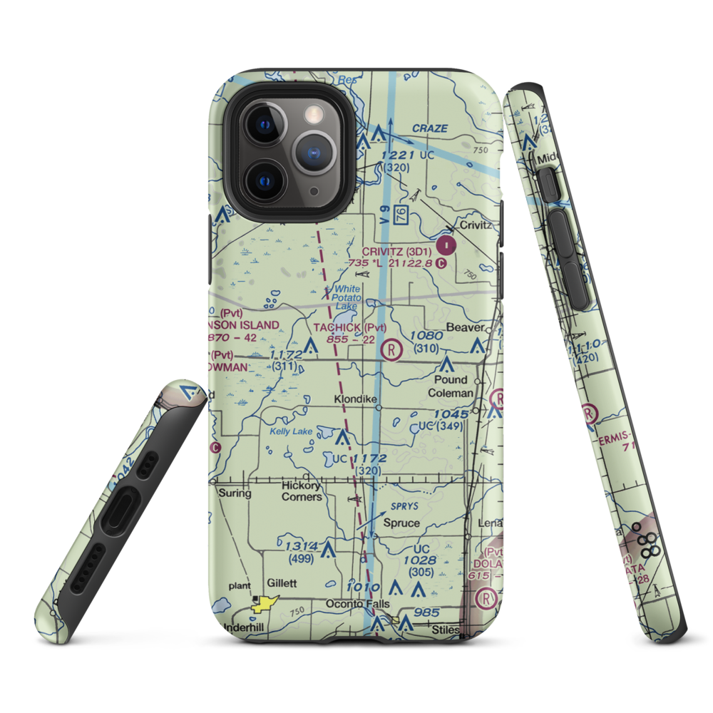 Buds Landing Airport (10WI) VFR Sectional  Tough iPhone Case iPhone 11 Pro model shown