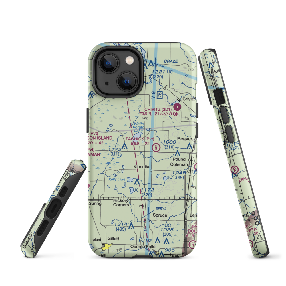 Buds Landing Airport (10WI) VFR Sectional  Tough iPhone Case iPhone 14 model shown