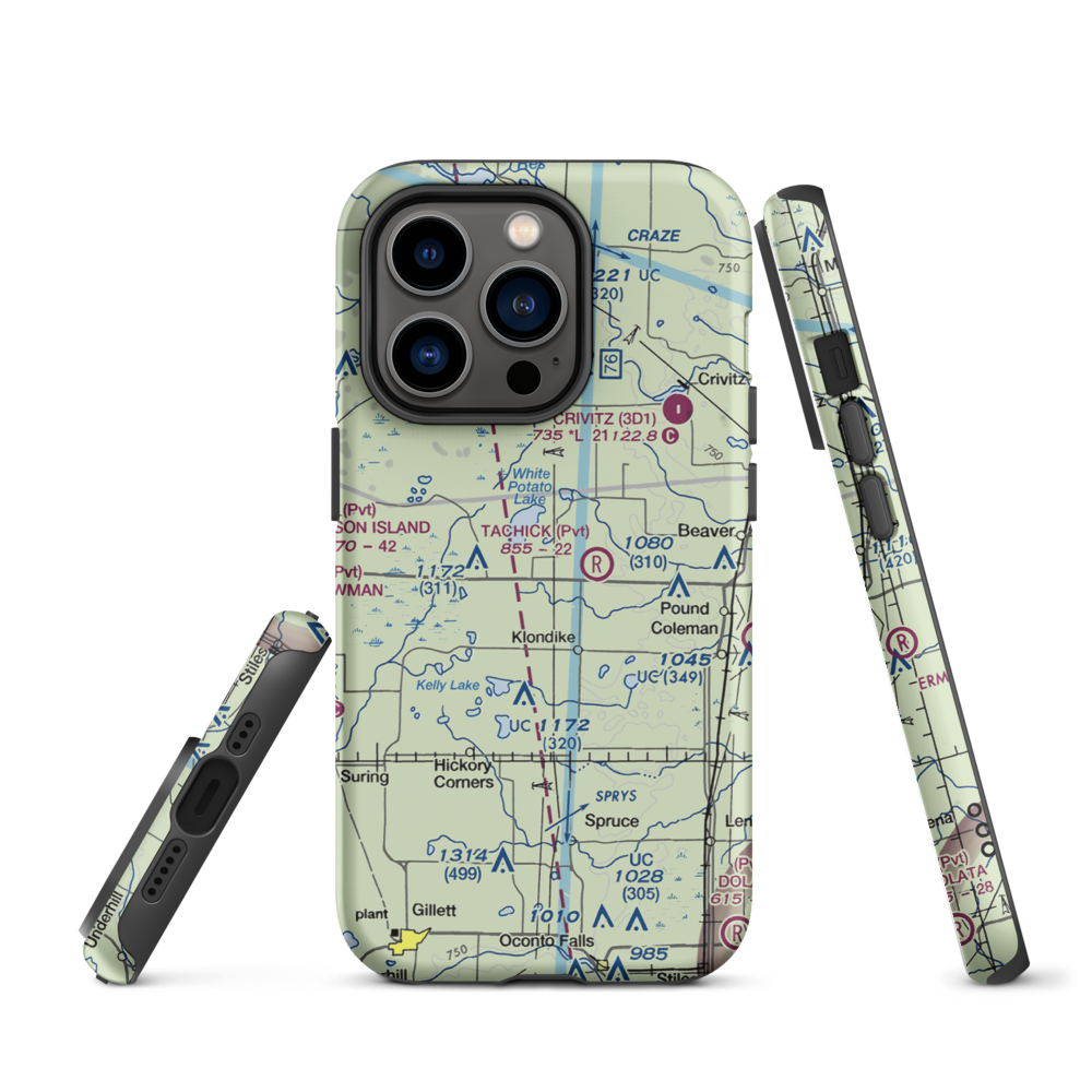 Buds Landing Airport (10WI) VFR Sectional  Tough iPhone Case iPhone 14 Pro model shown