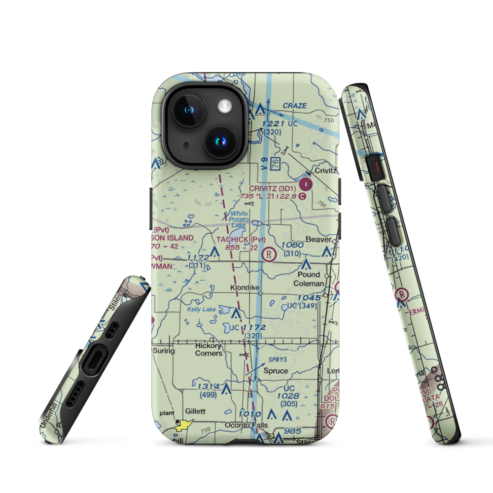 Buds Landing Airport (10WI) VFR Sectional  Tough iPhone Case iPhone 15 model shown