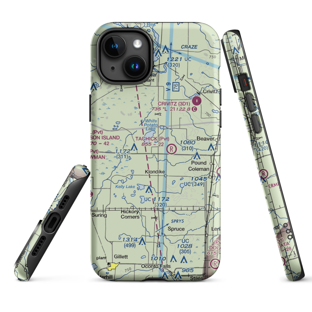 Buds Landing Airport (10WI) VFR Sectional  Tough iPhone Case iPhone 15 Plus model shown
