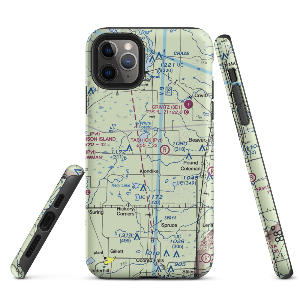 Buds Landing Airport (10WI) VFR Sectional  Tough iPhone Case iPhone 11 Pro Max model shown