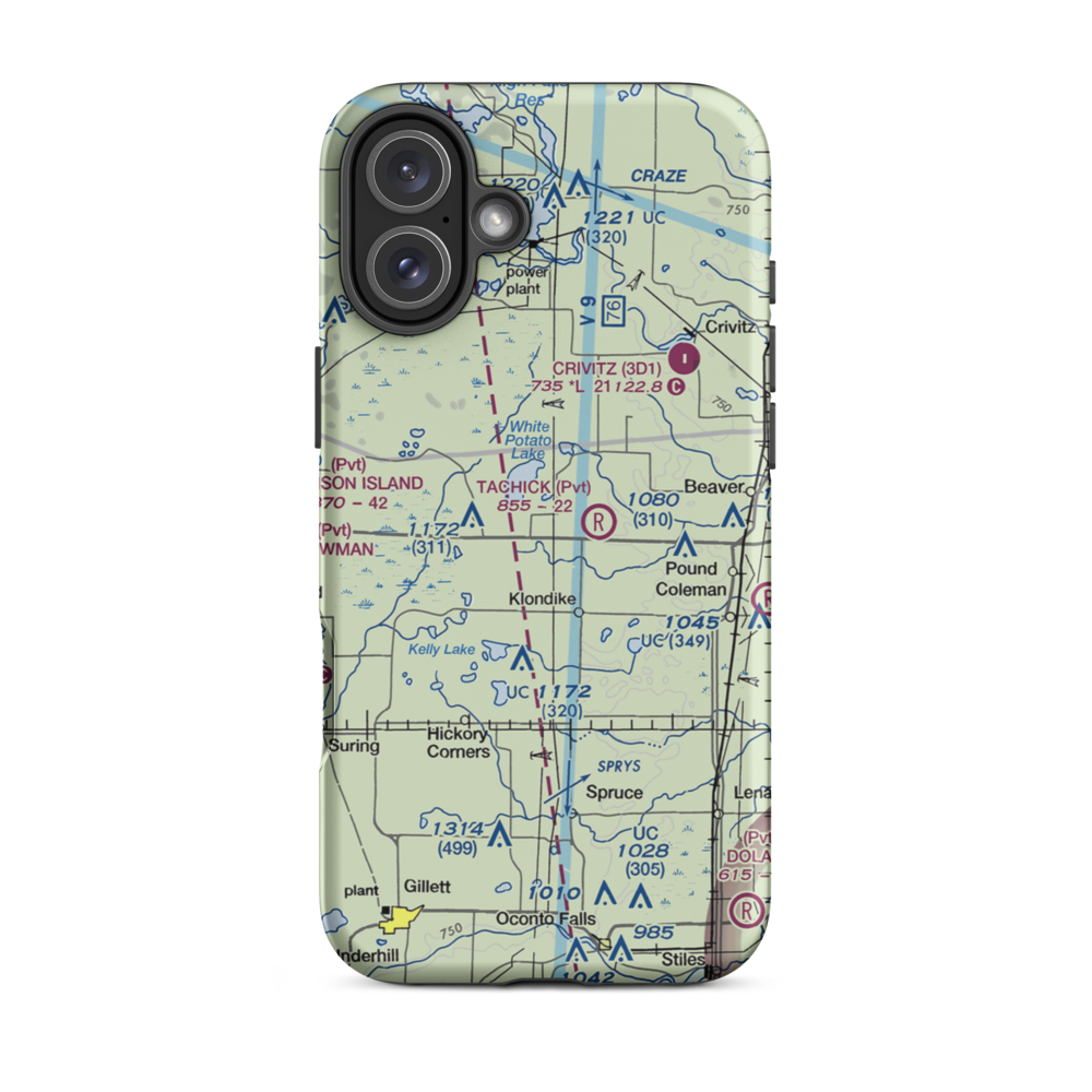 Buds Landing Airport (10WI) VFR Sectional  Tough iPhone Case iPhone 16 Plus model shown