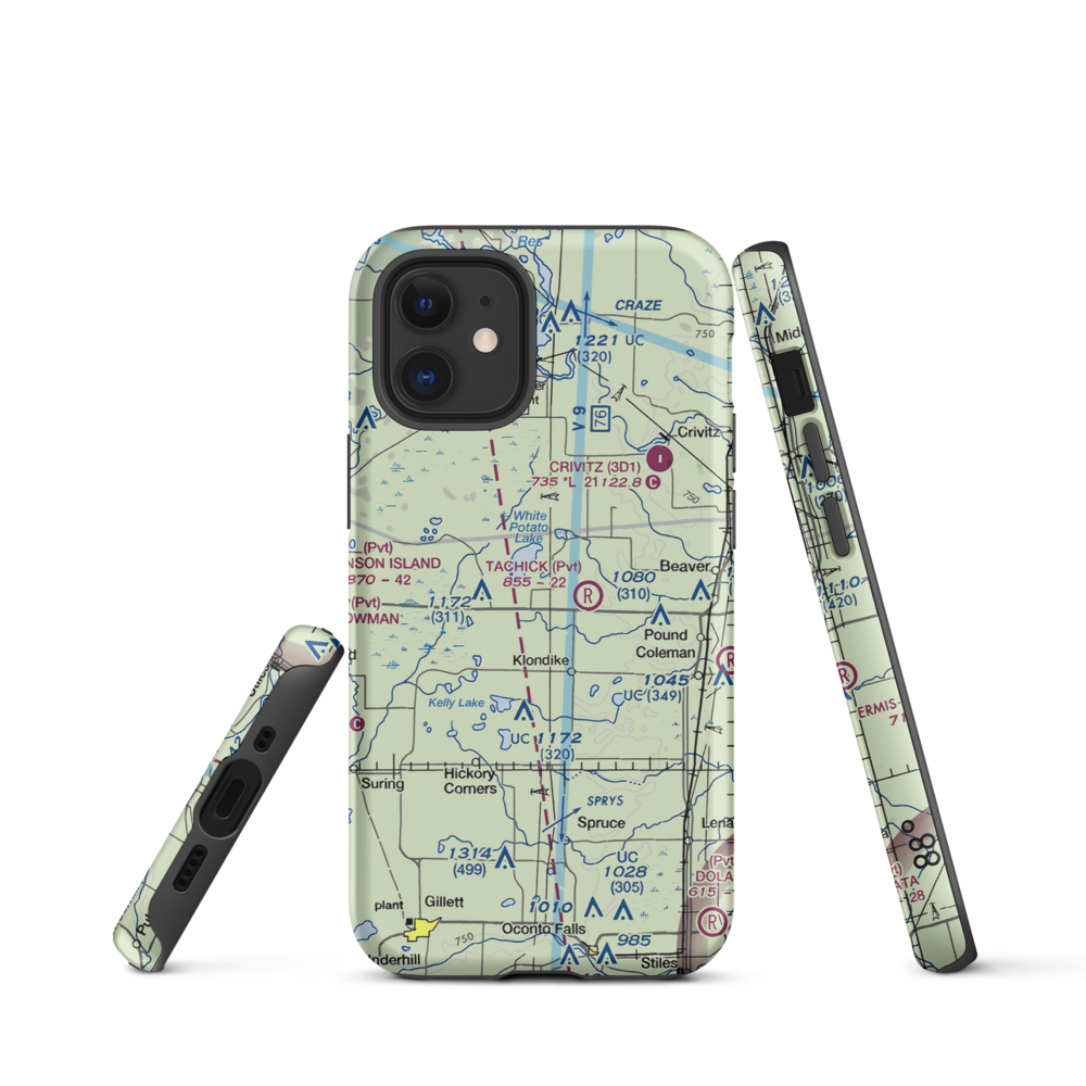 Buds Landing Airport (10WI) VFR Sectional  Tough iPhone Case iPhone 12 mini model shown