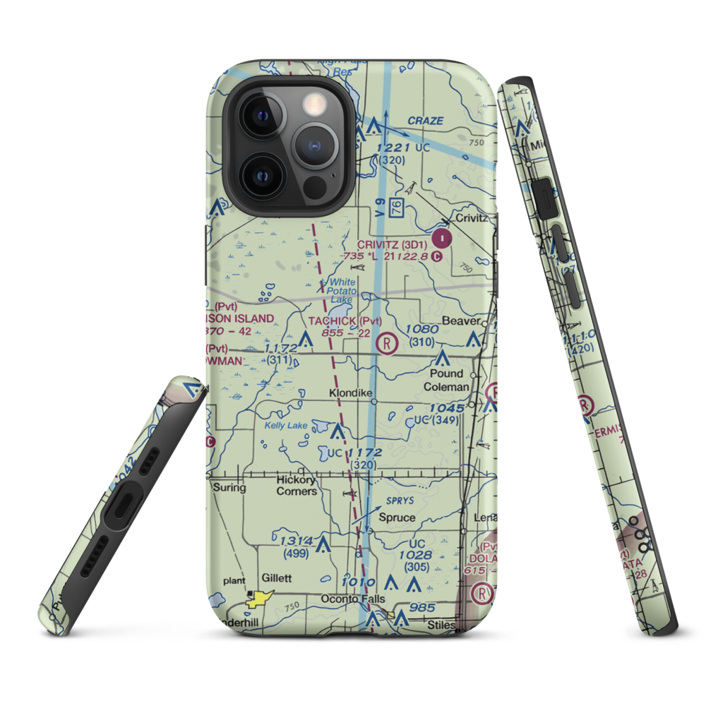 Buds Landing Airport (10WI) VFR Sectional  Tough iPhone Case iPhone 12 Pro Max model shown