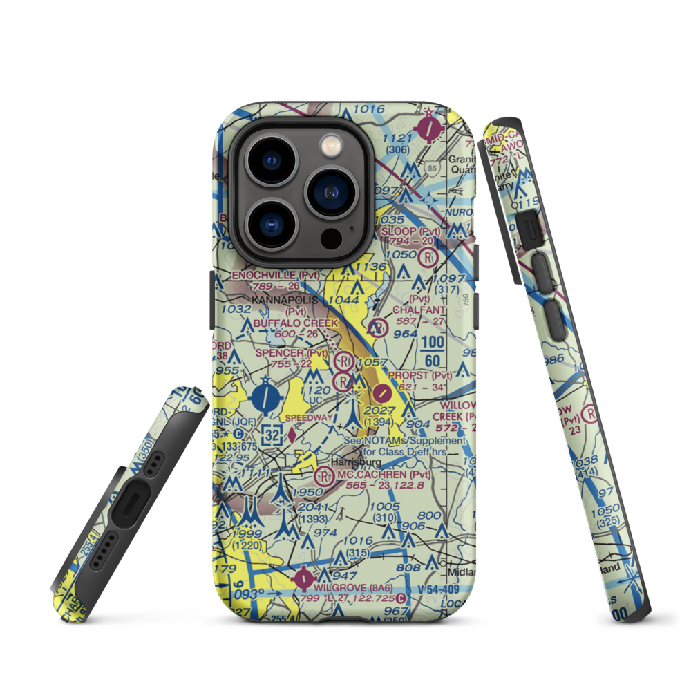 Buffalo Creek Airport (4NC8) VFR Sectional  Tough iPhone Case iPhone 14 Pro model shown