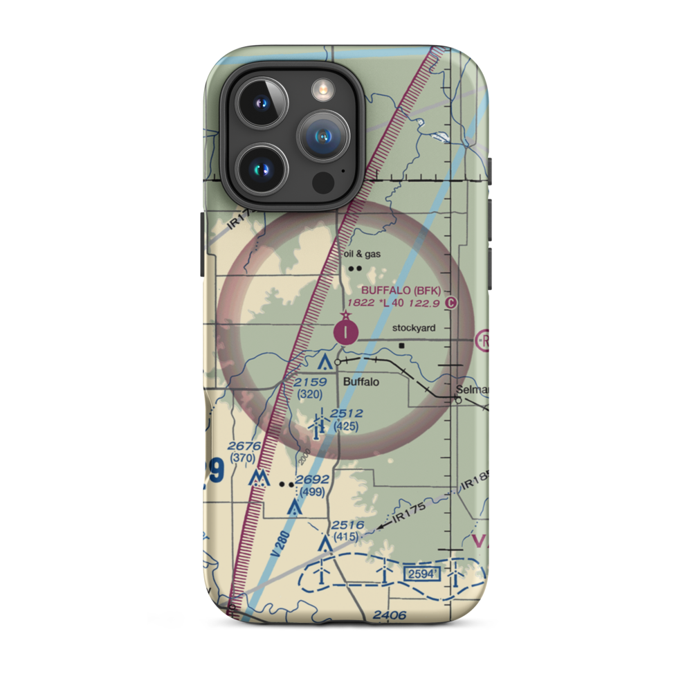 Buffalo Municipal Airport (BFK) VFR Sectional  Tough iPhone Case iPhone 16 Pro Max model shown