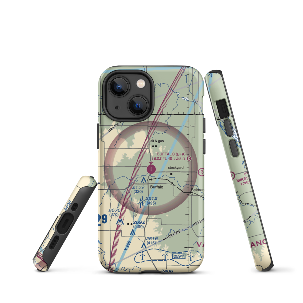 Buffalo Municipal Airport (BFK) VFR Sectional  Tough iPhone Case iPhone 13 mini model shown