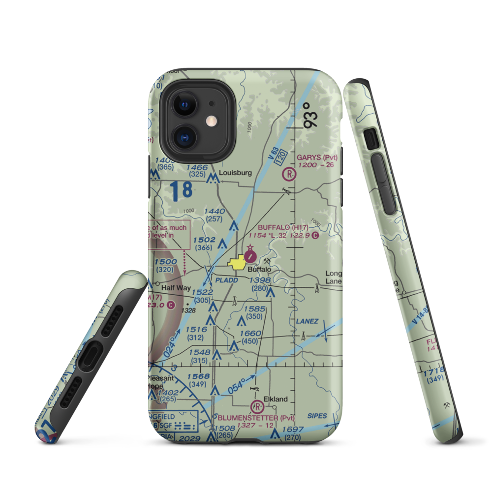 Buffalo Municipal Airport (H17) VFR Sectional  Tough iPhone Case iPhone 11 model shown