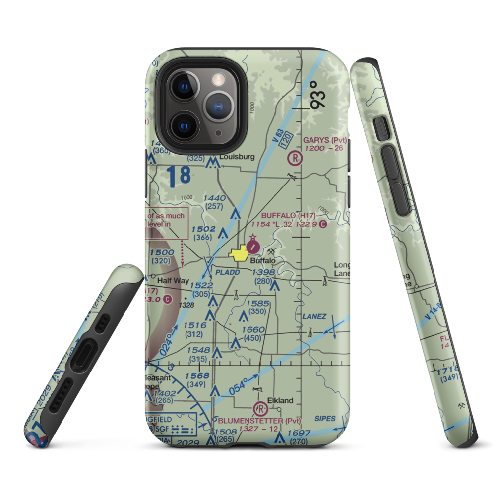 Buffalo Municipal Airport (H17) VFR Sectional  Tough iPhone Case iPhone 11 Pro model shown