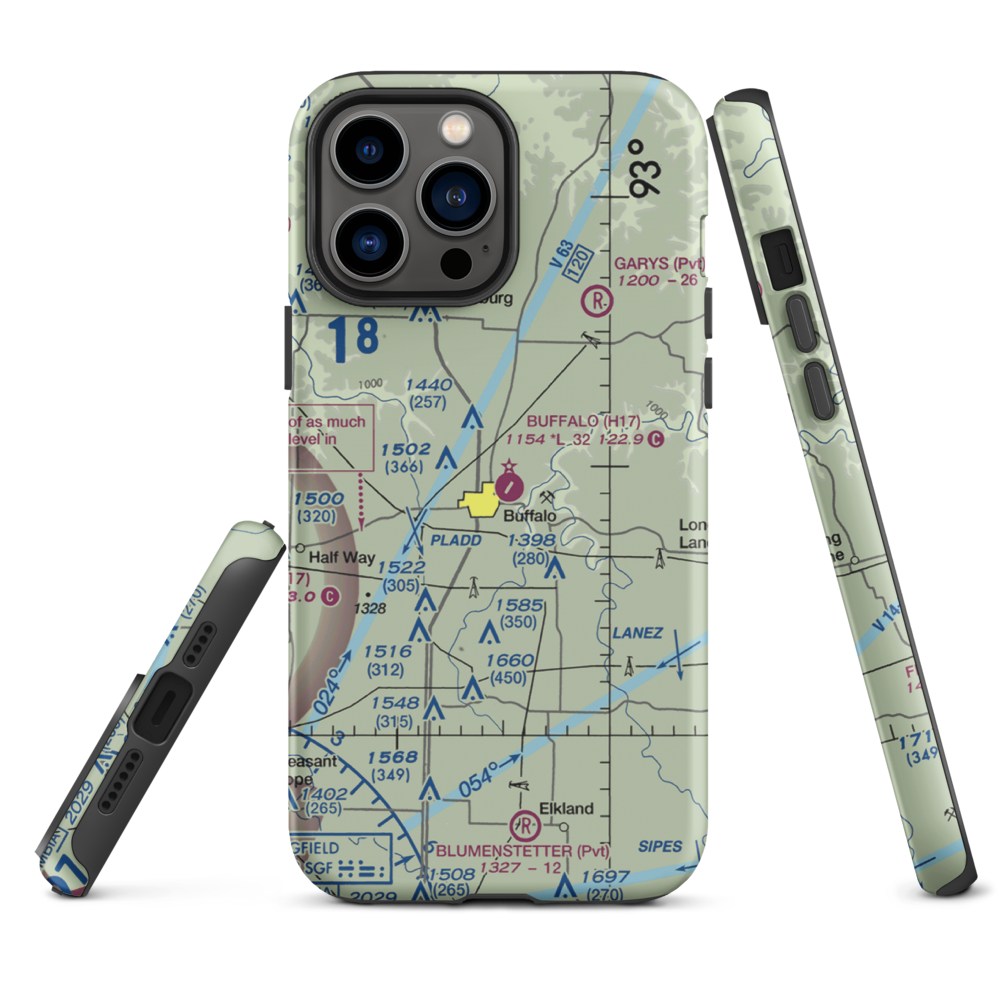 Buffalo Municipal Airport (H17) VFR Sectional  Tough iPhone Case iPhone 13 Pro Max model shown