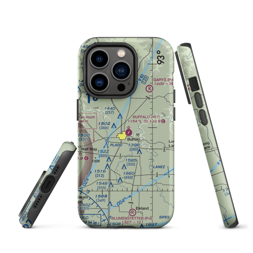 Buffalo Municipal Airport (H17) VFR Sectional  Tough iPhone Case iPhone 14 Pro model shown