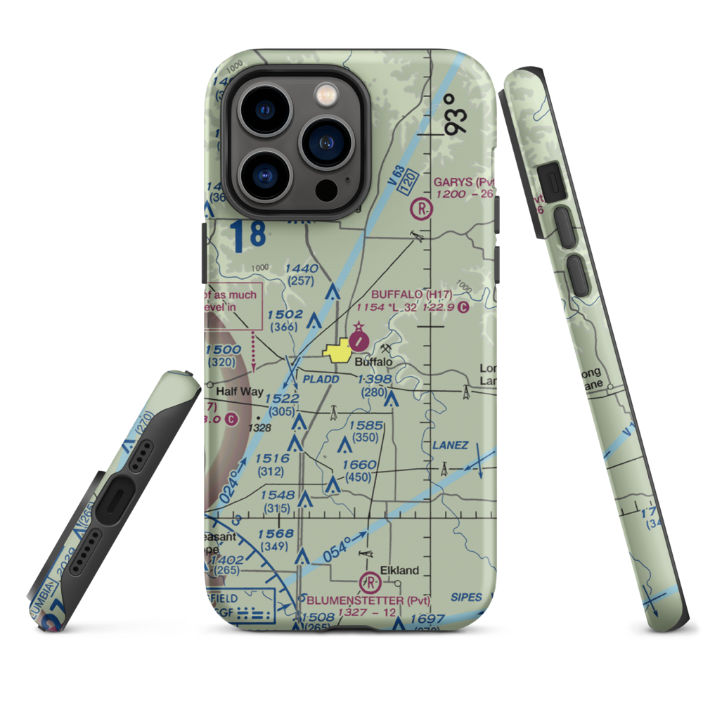 Buffalo Municipal Airport (H17) VFR Sectional  Tough iPhone Case iPhone 14 Pro Max model shown