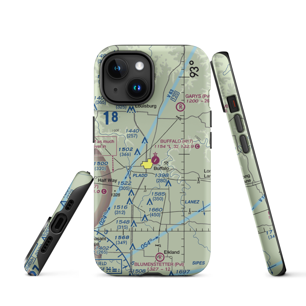 Buffalo Municipal Airport (H17) VFR Sectional  Tough iPhone Case iPhone 15 model shown