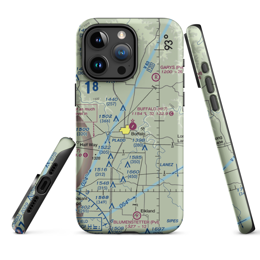 Buffalo Municipal Airport (H17) VFR Sectional  Tough iPhone Case iPhone 15 Pro Max model shown