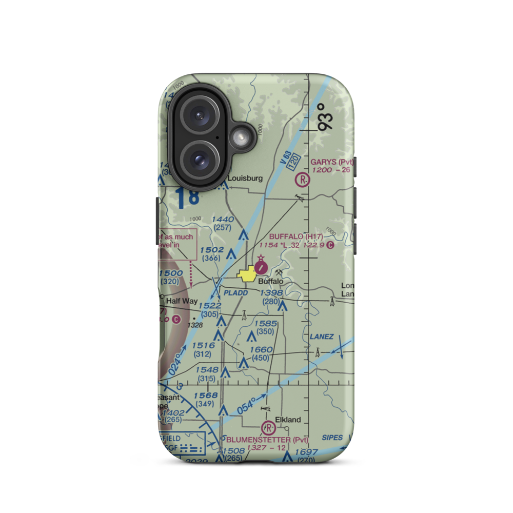 Buffalo Municipal Airport (H17) VFR Sectional  Tough iPhone Case iPhone 16 model shown