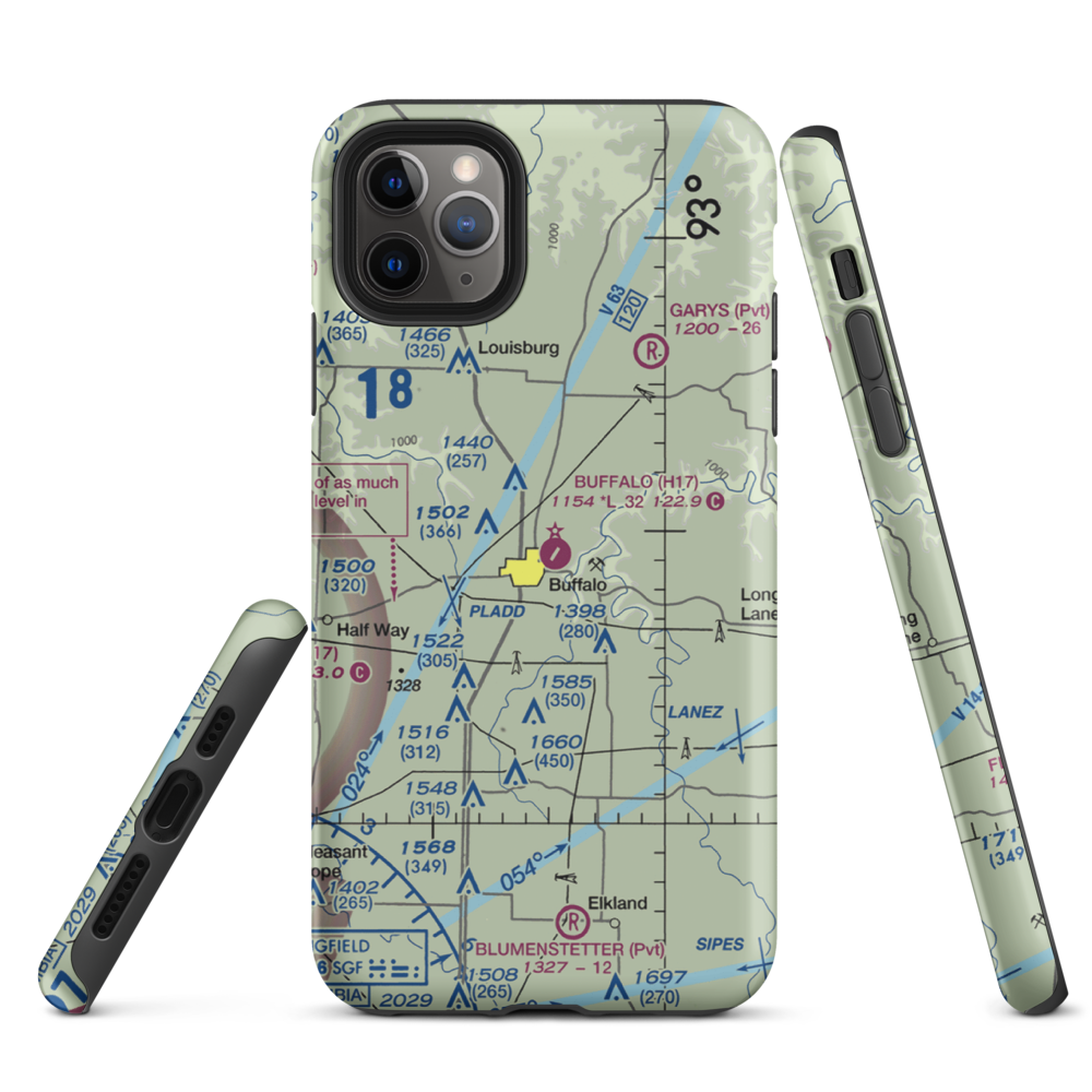 Buffalo Municipal Airport (H17) VFR Sectional  Tough iPhone Case iPhone 11 Pro Max model shown