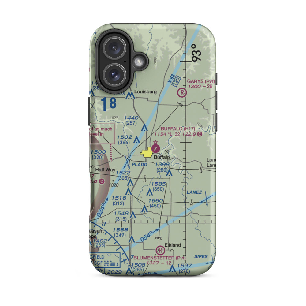 Buffalo Municipal Airport (H17) VFR Sectional  Tough iPhone Case iPhone 16 Plus model shown
