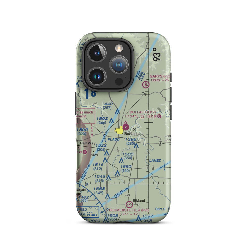 Buffalo Municipal Airport (H17) VFR Sectional  Tough iPhone Case iPhone 16 Pro model shown