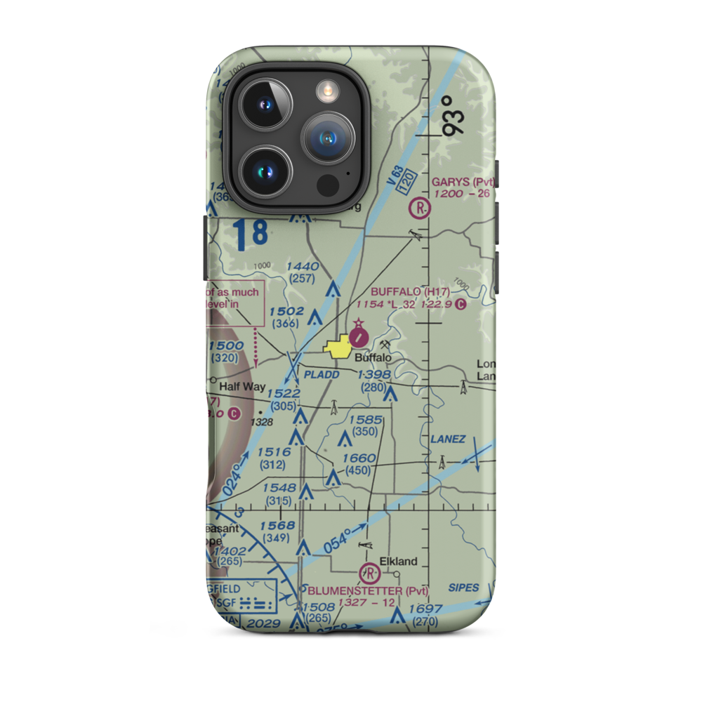 Buffalo Municipal Airport (H17) VFR Sectional  Tough iPhone Case iPhone 16 Pro Max model shown
