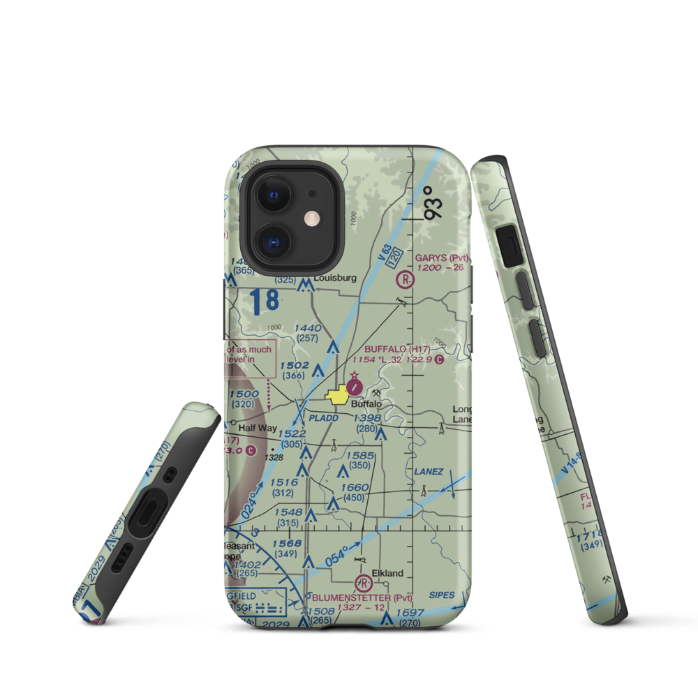 Buffalo Municipal Airport (H17) VFR Sectional  Tough iPhone Case iPhone 12 mini model shown