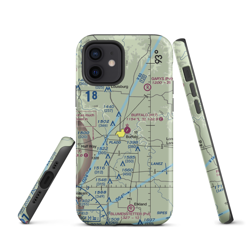 Buffalo Municipal Airport (H17) VFR Sectional  Tough iPhone Case iPhone 12 model shown