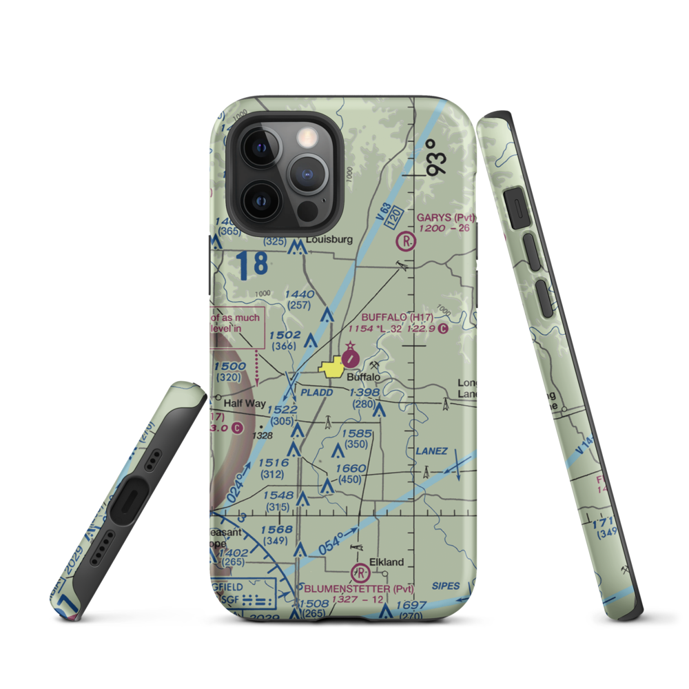 Buffalo Municipal Airport (H17) VFR Sectional  Tough iPhone Case iPhone 12 Pro model shown