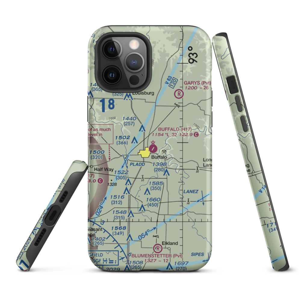 Buffalo Municipal Airport (H17) VFR Sectional  Tough iPhone Case iPhone 12 Pro Max model shown
