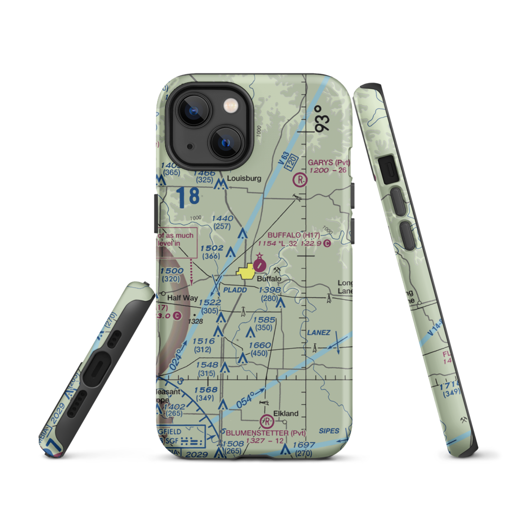Buffalo Municipal Airport (H17) VFR Sectional  Tough iPhone Case iPhone 13 model shown
