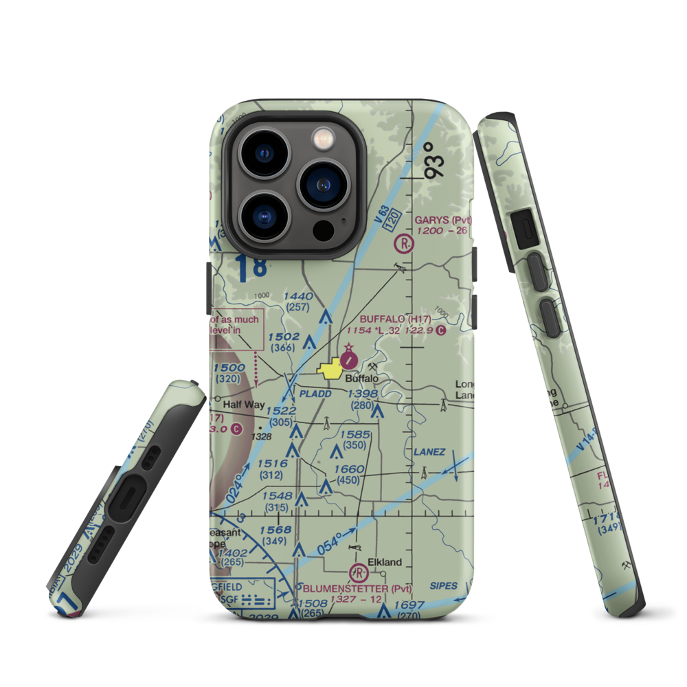 Buffalo Municipal Airport (H17) VFR Sectional  Tough iPhone Case iPhone 13 Pro model shown