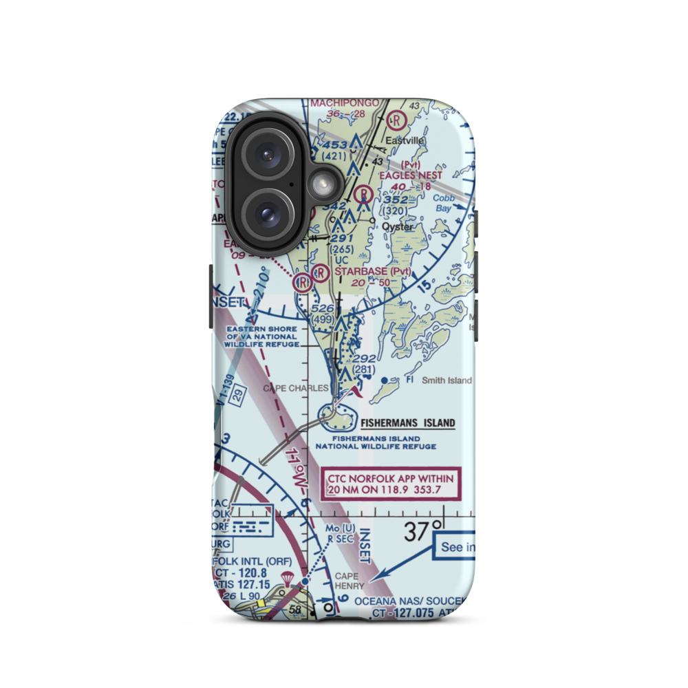 Bull Farm Airport (VG33) VFR Sectional  Tough iPhone Case iPhone 16 model shown