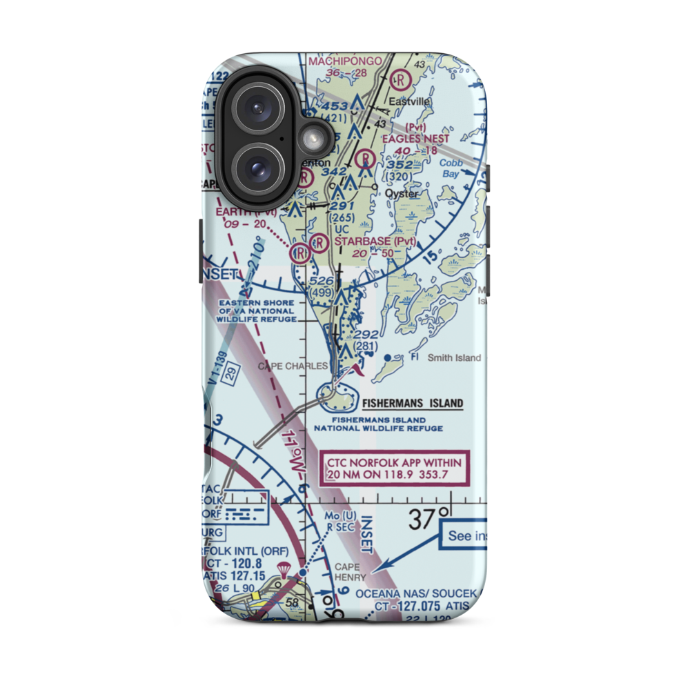 Bull Farm Airport (VG33) VFR Sectional  Tough iPhone Case iPhone 16 Plus model shown