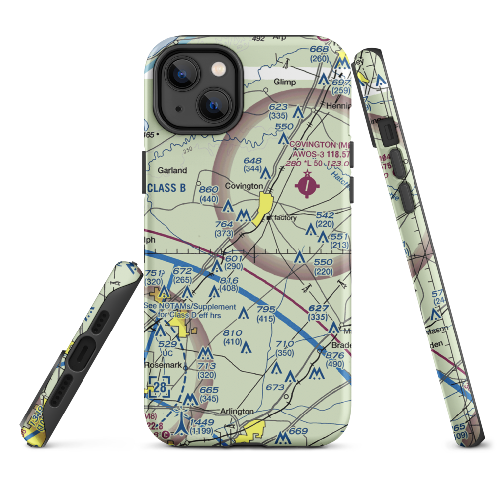 Bull Run Airport (8TN9) VFR Sectional  Tough iPhone Case iPhone 14 Plus model shown