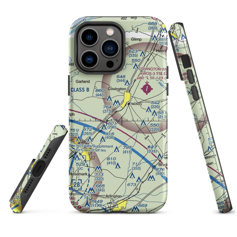 Bull Run Airport (8TN9) VFR Sectional  Tough iPhone Case iPhone 14 Pro Max model shown