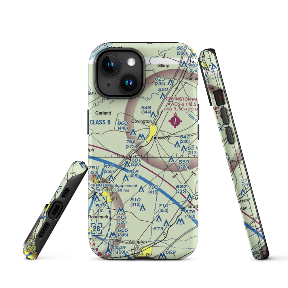 Bull Run Airport (8TN9) VFR Sectional  Tough iPhone Case iPhone 15 model shown