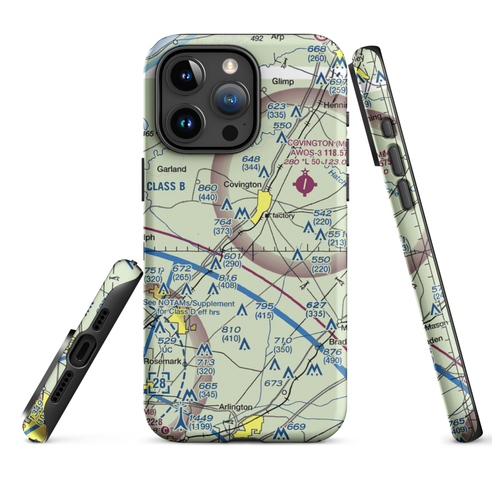 Bull Run Airport (8TN9) VFR Sectional  Tough iPhone Case iPhone 15 Pro Max model shown