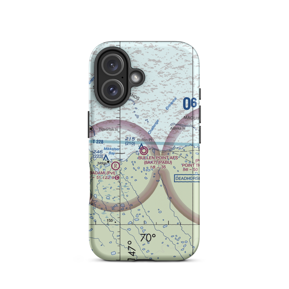 Bullen Point Air Force Station Airport (8AK7) VFR Sectional  Tough iPhone Case iPhone 16 model shown
