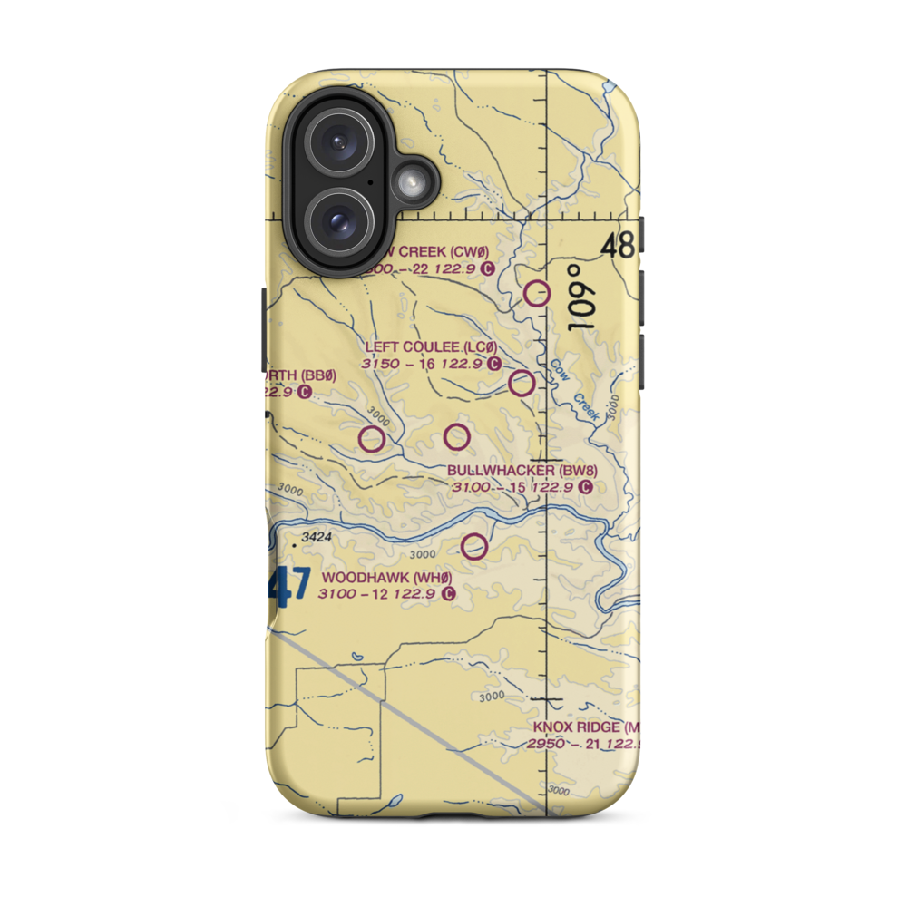 Bullwhacker Airport (BW8) VFR Sectional  Tough iPhone Case iPhone 16 Plus model shown