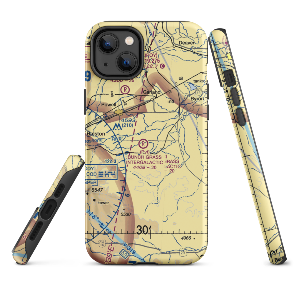 Bunch Grass Intergalactic Airport (WY15) VFR Sectional  Tough iPhone Case iPhone 14 Plus model shown