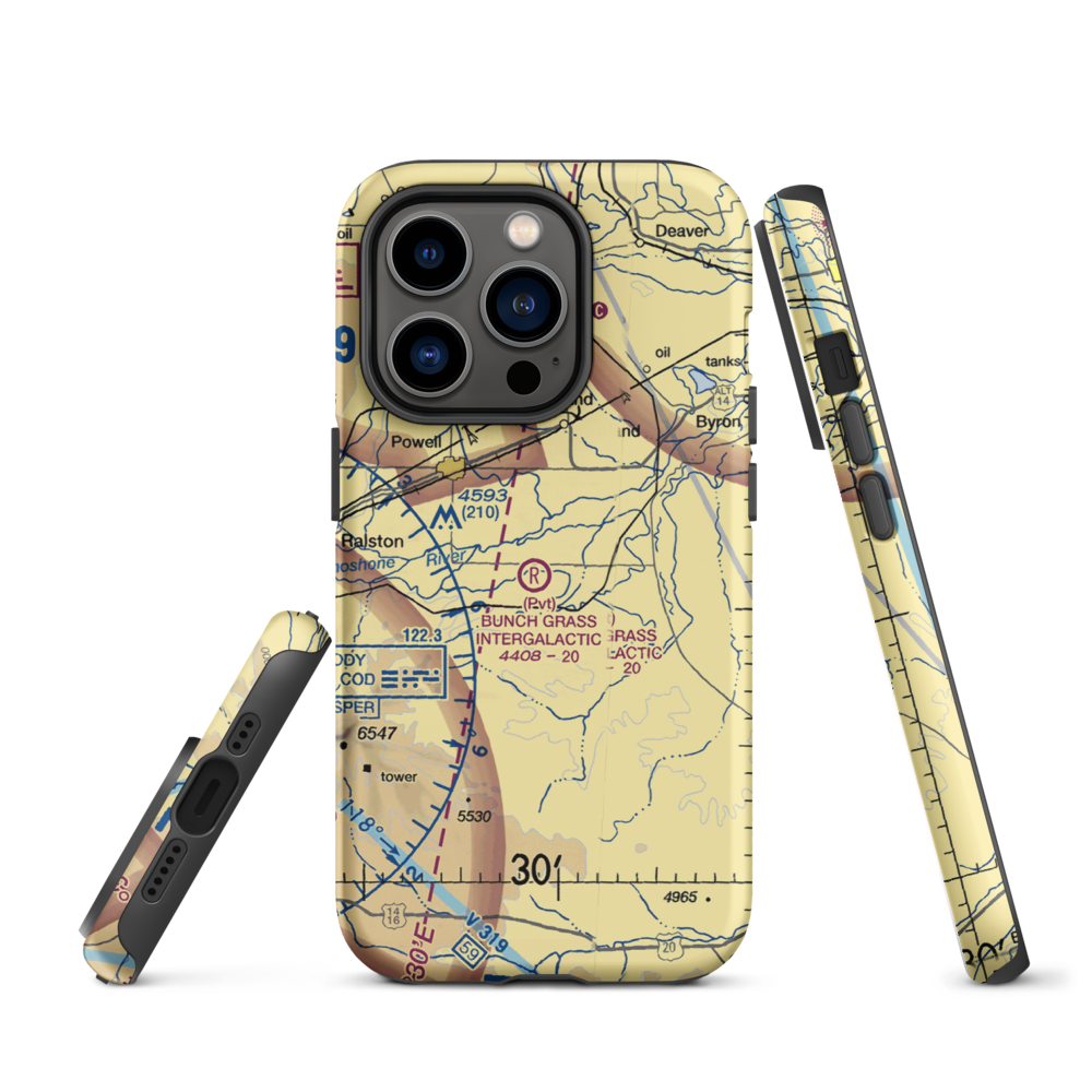 Bunch Grass Intergalactic Airport (WY15) VFR Sectional  Tough iPhone Case iPhone 14 Pro model shown