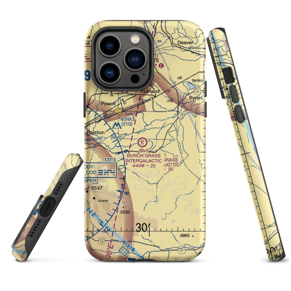 Bunch Grass Intergalactic Airport (WY15) VFR Sectional  Tough iPhone Case iPhone 14 Pro Max model shown