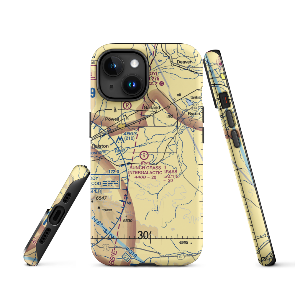 Bunch Grass Intergalactic Airport (WY15) VFR Sectional  Tough iPhone Case iPhone 15 model shown