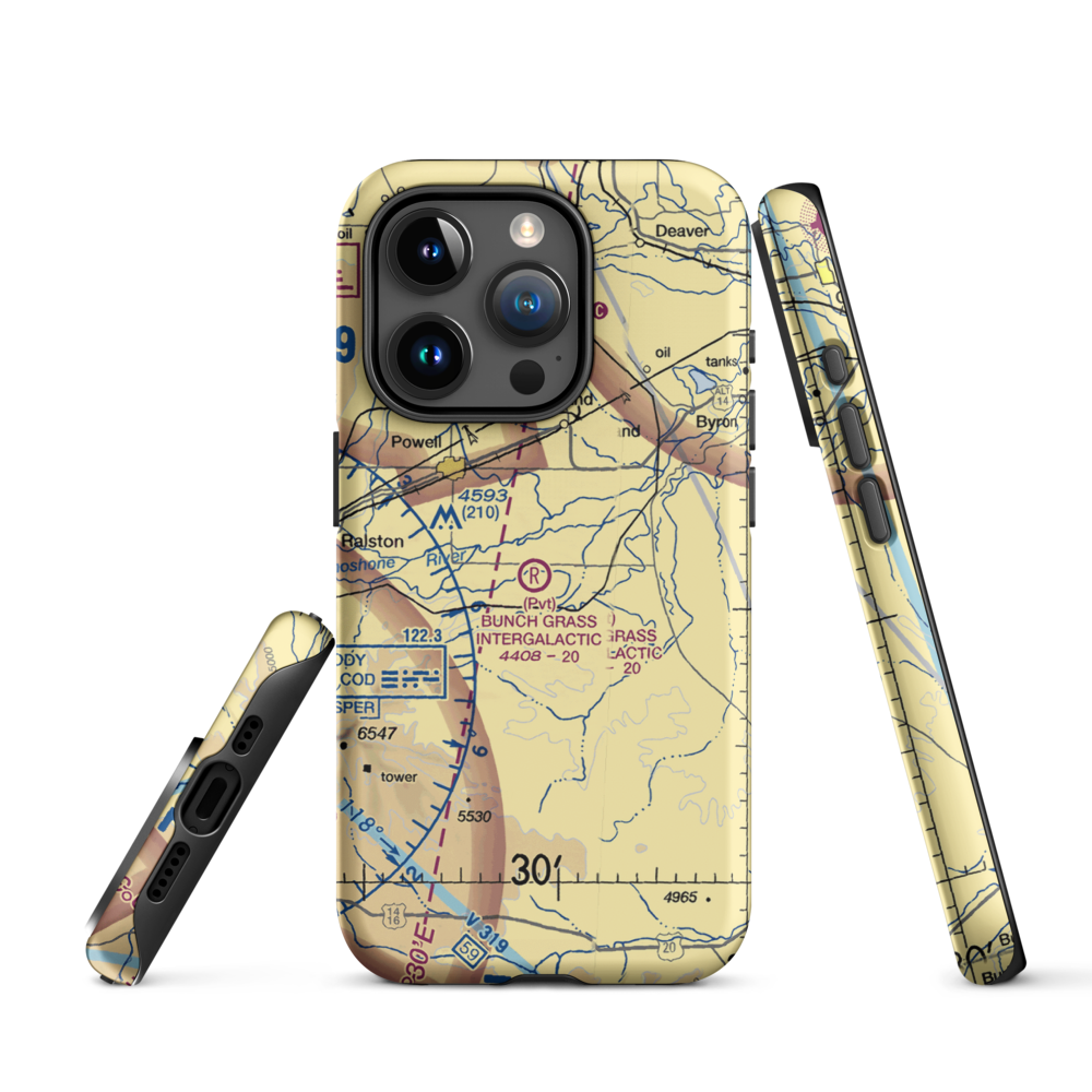 Bunch Grass Intergalactic Airport (WY15) VFR Sectional  Tough iPhone Case iPhone 15 Pro model shown
