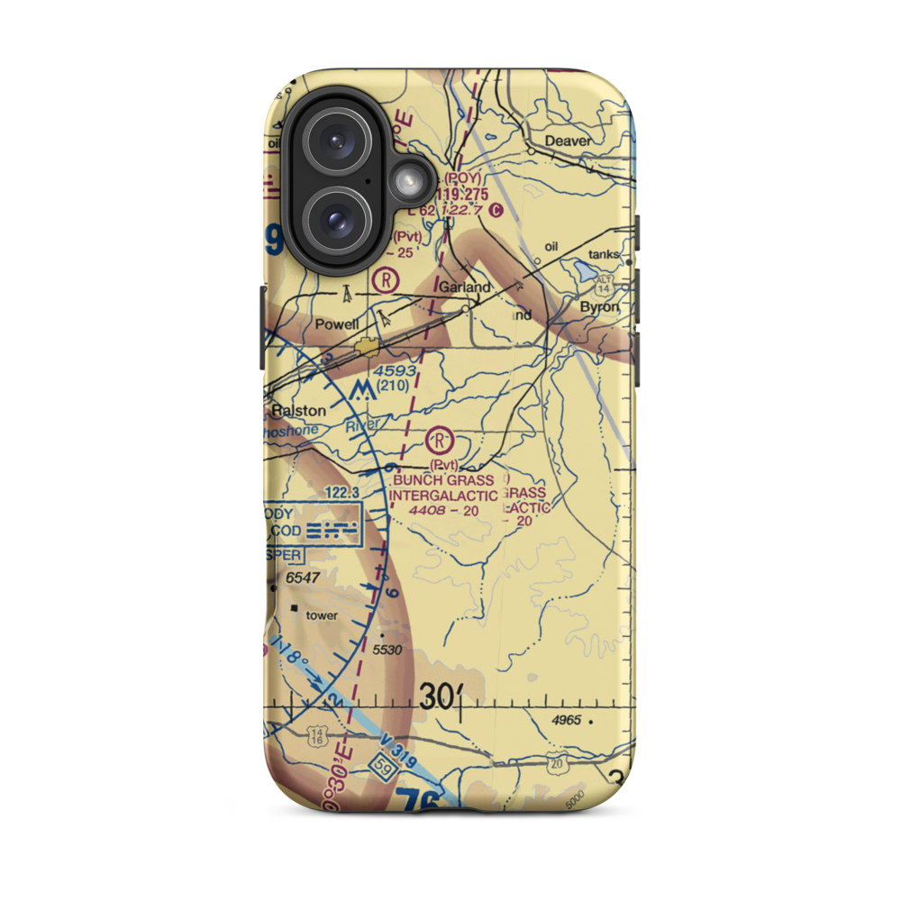 Bunch Grass Intergalactic Airport (WY15) VFR Sectional  Tough iPhone Case iPhone 16 Plus model shown