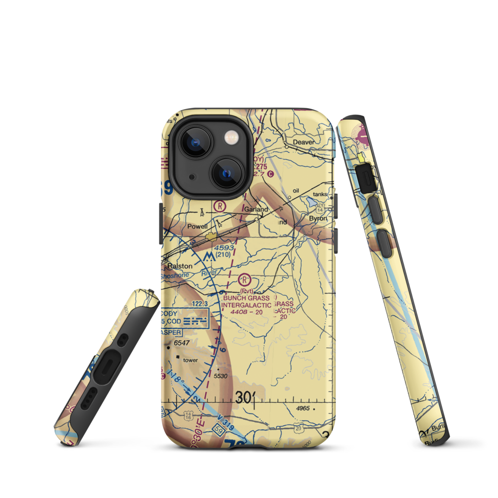 Bunch Grass Intergalactic Airport (WY15) VFR Sectional  Tough iPhone Case iPhone 13 mini model shown