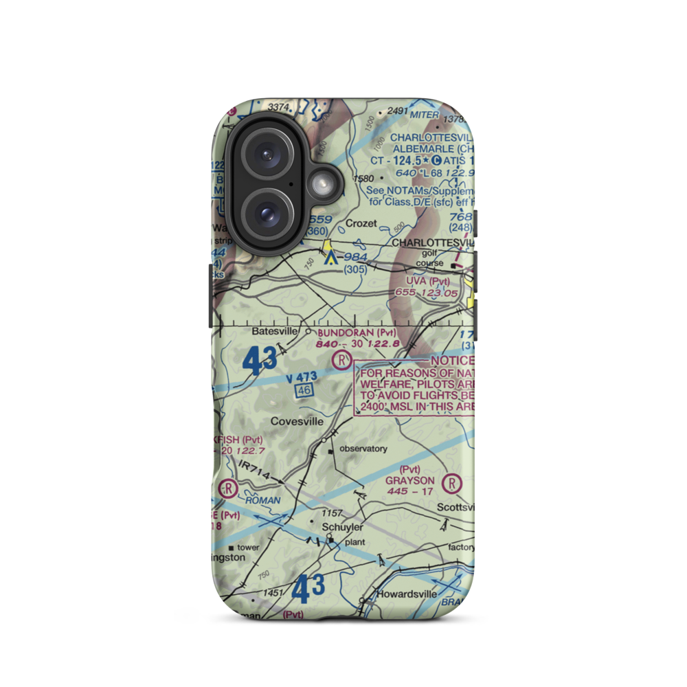 Bundoran Airport (VA18) VFR Sectional  Tough iPhone Case iPhone 16 model shown